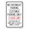 Signmission No Overnight Parking Customer Parking On Heavy-Gauge Aluminum Sign, 12" x 18", A-1218-23838 A-1218-23838 - alternate 1